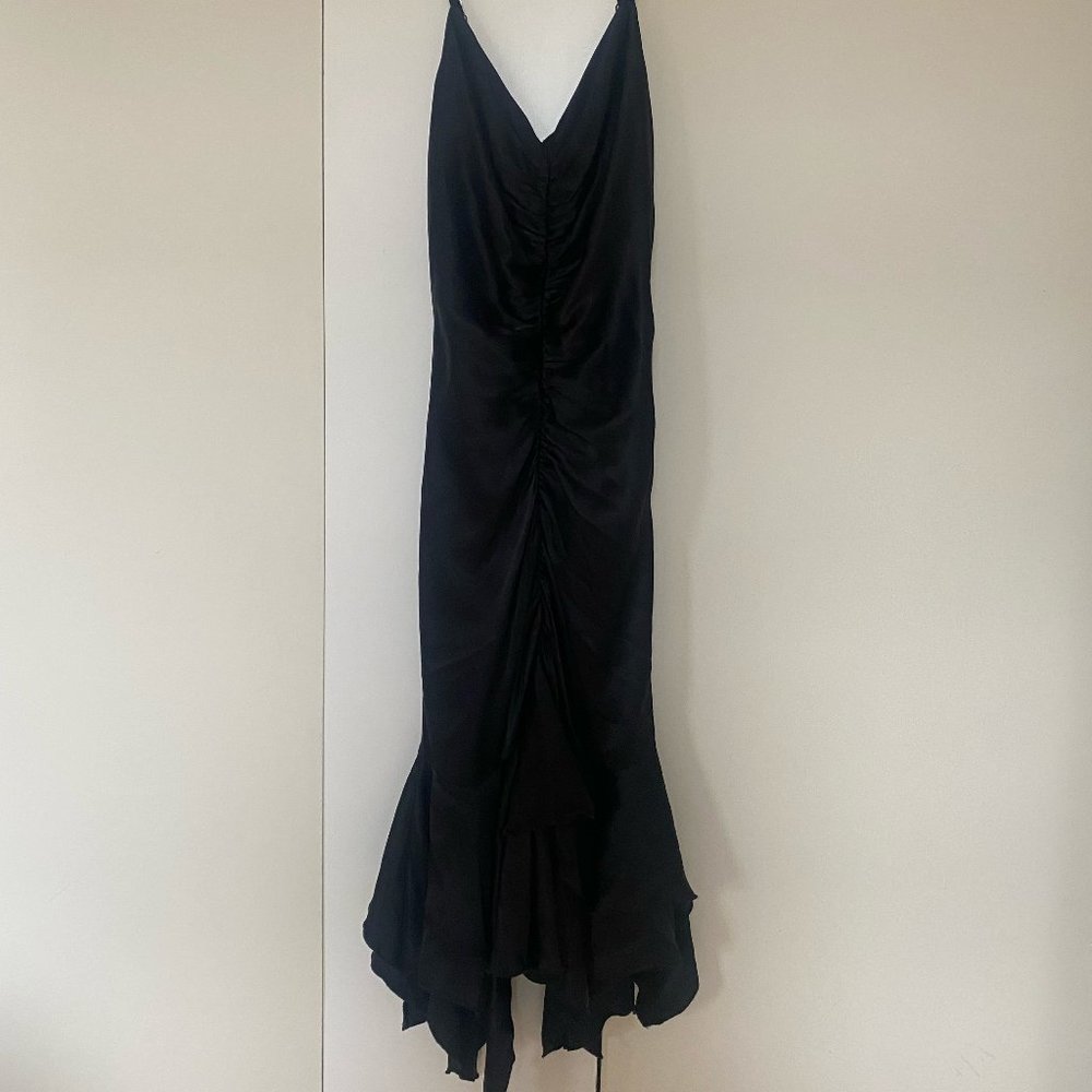 Betsey Johnson Black Midi Dress with Ruching